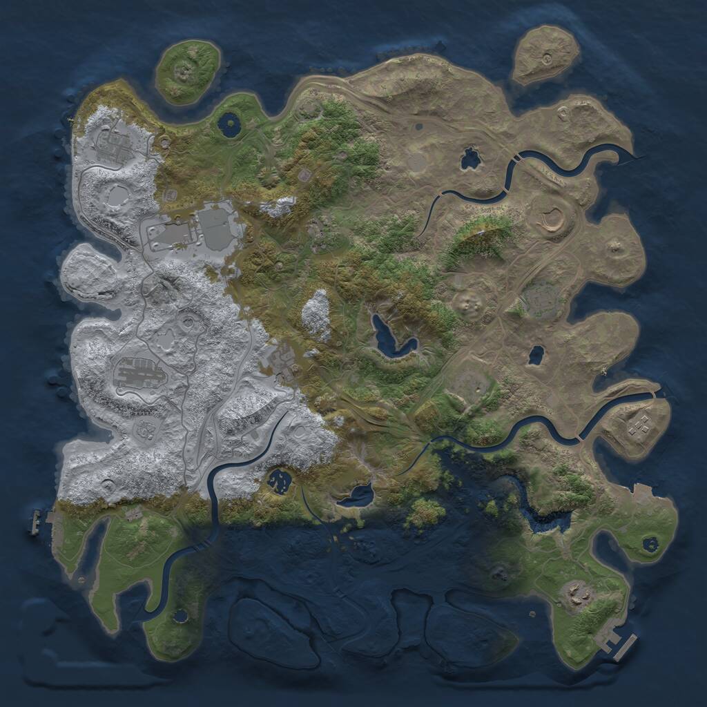 Rust Map: Procedural Map, Size: 4500, Seed: 859242774, 17 Monuments