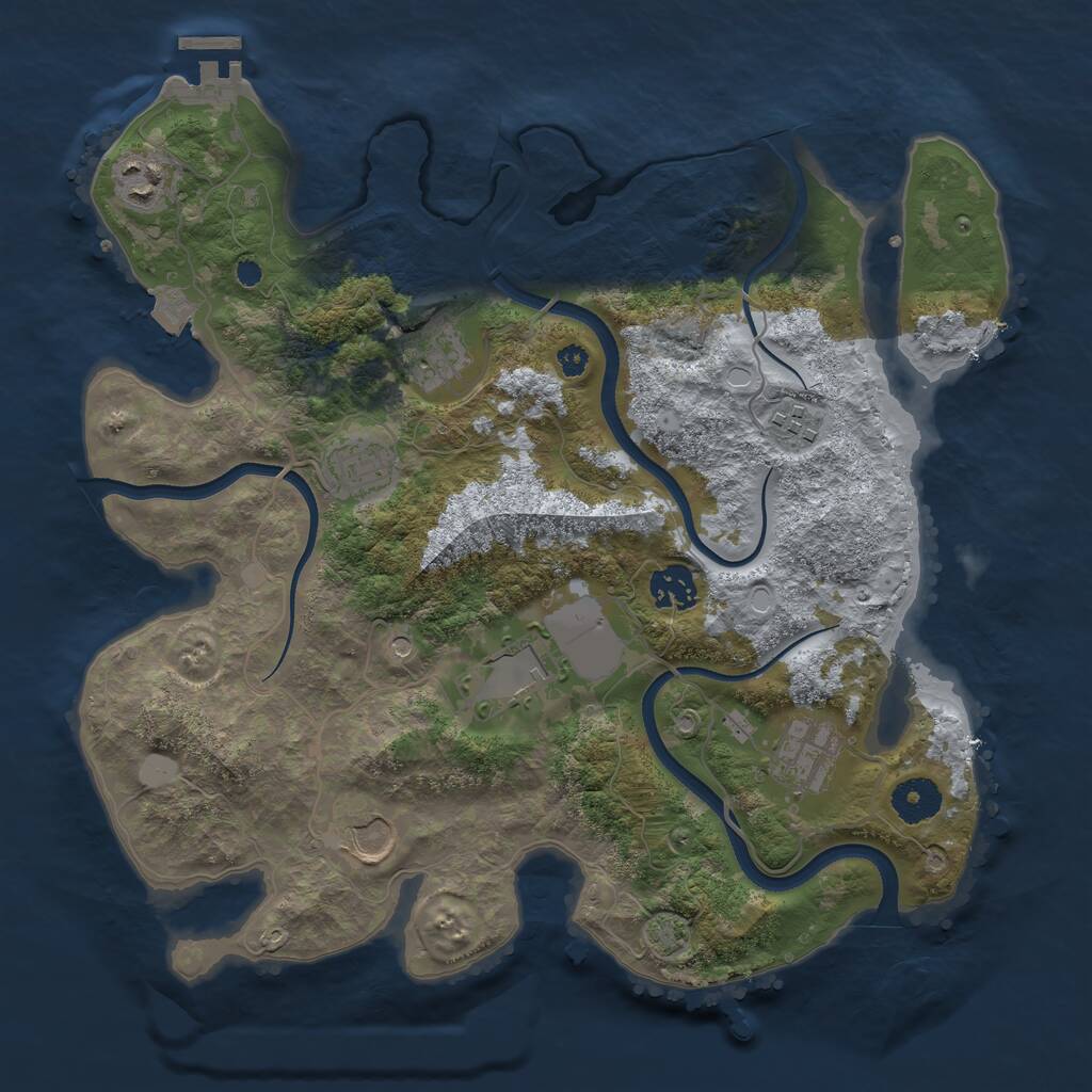 Rust Map: Procedural Map, Size: 3500, Seed: 349912263, 12 Monuments