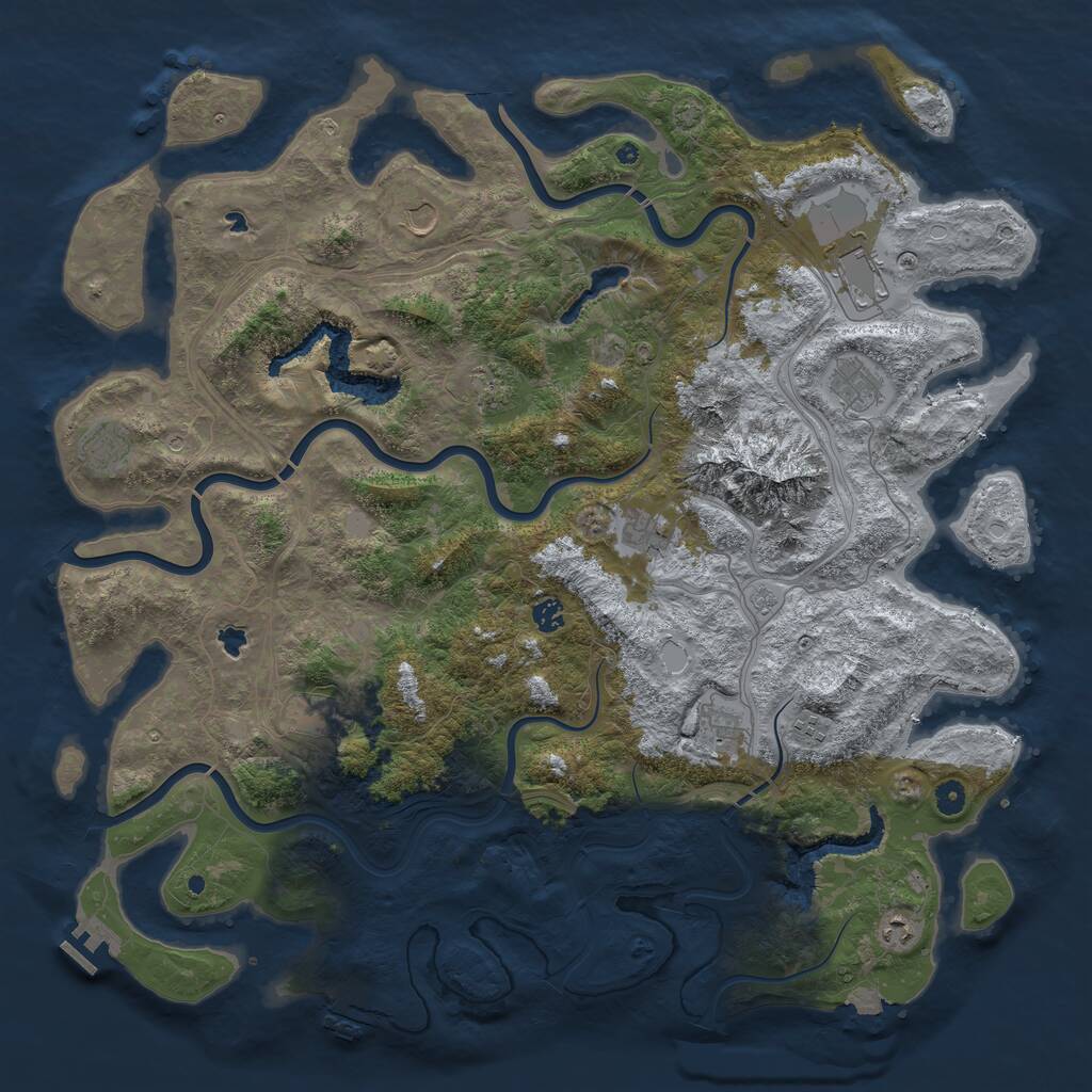 Rust Map: Procedural Map, Size: 5000, Seed: 844818422, 17 Monuments