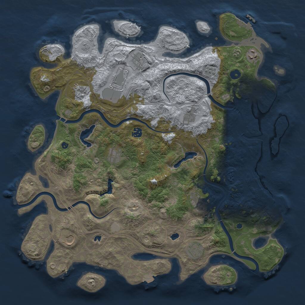 Rust Map: Procedural Map, Size: 4500, Seed: 851895995, 17 Monuments