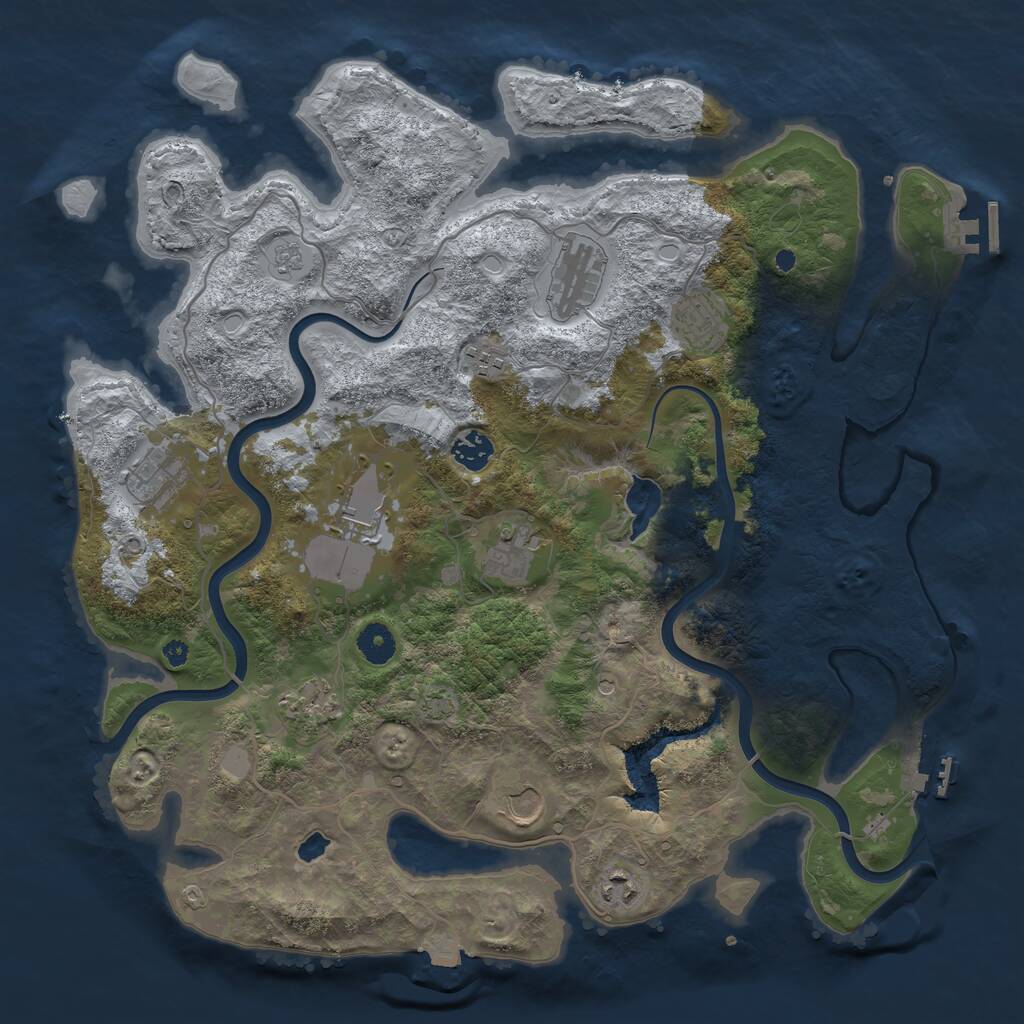 Rust Map: Procedural Map, Size: 4000, Seed: 1355201152, 16 Monuments