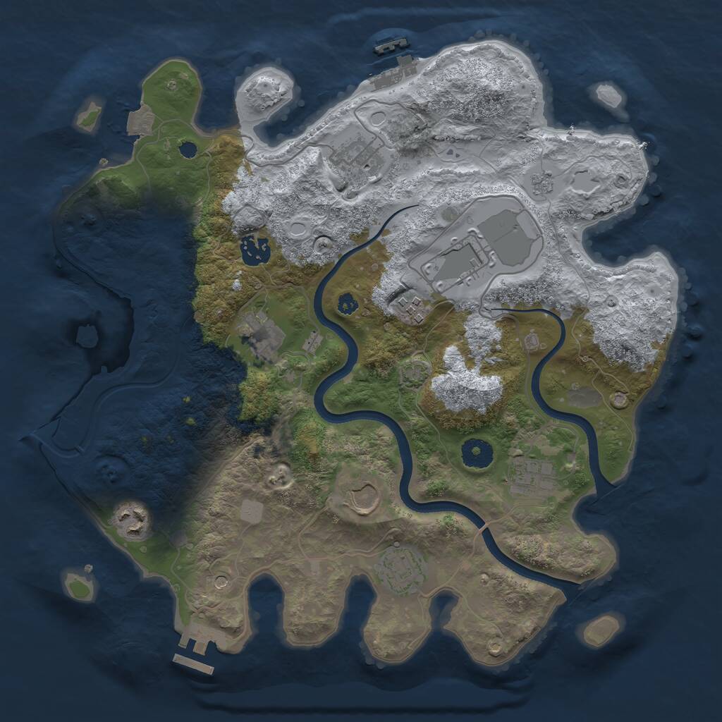 Rust Map: Procedural Map, Size: 3500, Seed: 586553789, 15 Monuments