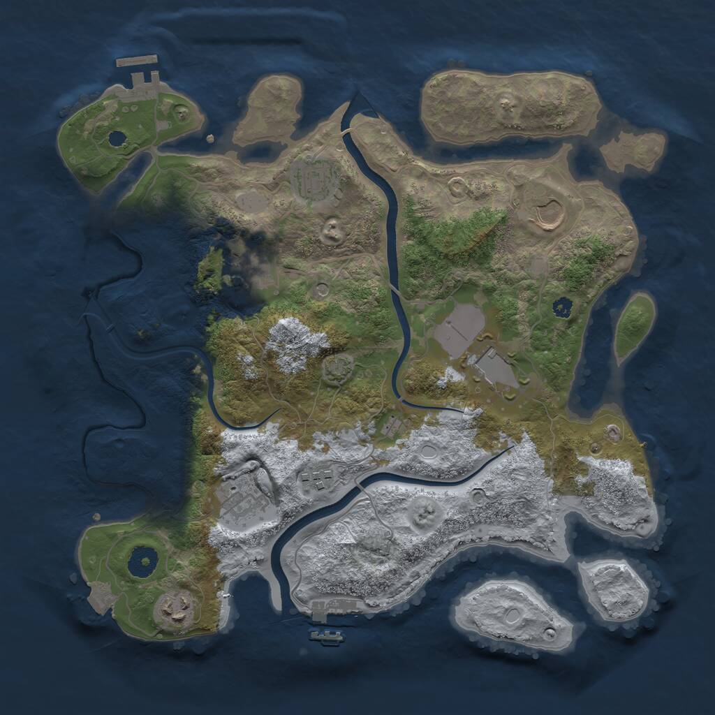 Rust Map: Procedural Map, Size: 3500, Seed: 249335943, 12 Monuments