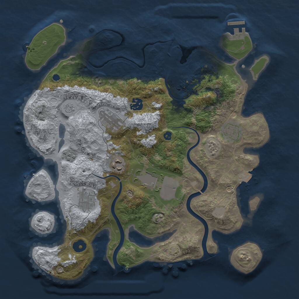 Rust Map: Procedural Map, Size: 3500, Seed: 73881481, 12 Monuments