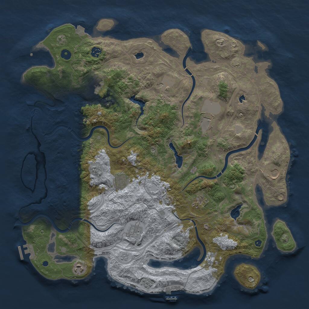 Rust Map: Procedural Map, Size: 4500, Seed: 2070475352, 16 Monuments