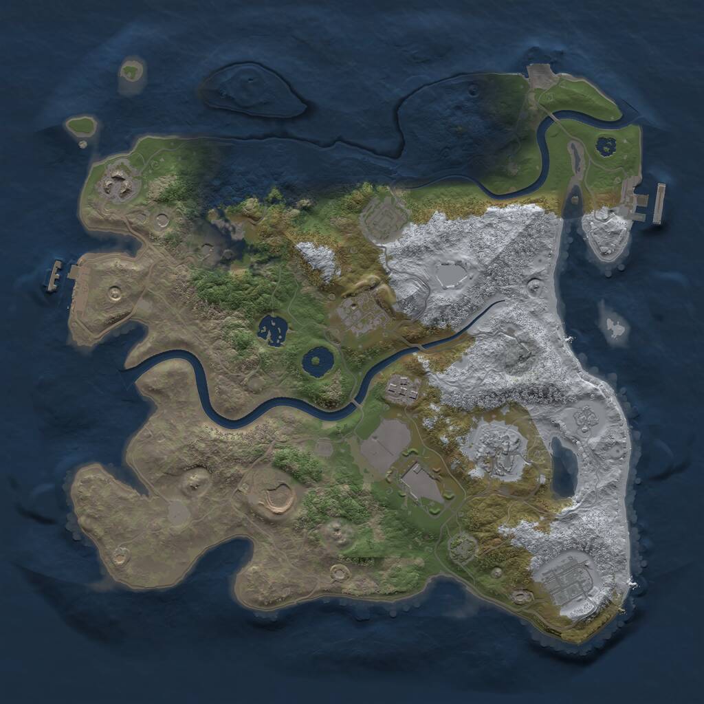 Rust Map: Procedural Map, Size: 3500, Seed: 71800239, 16 Monuments