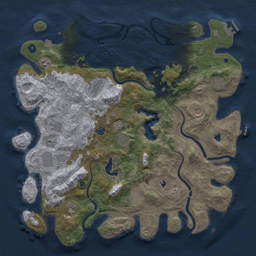Rust Map: Procedural Map, Size: 4500, Seed: 566832279, 17 Monuments
