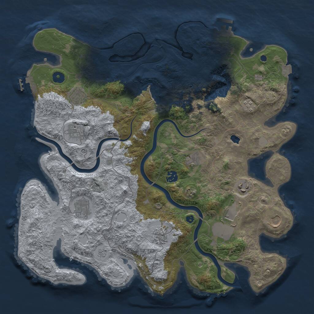Rust Map: Procedural Map, Size: 4000, Seed: 906739821, 16 Monuments