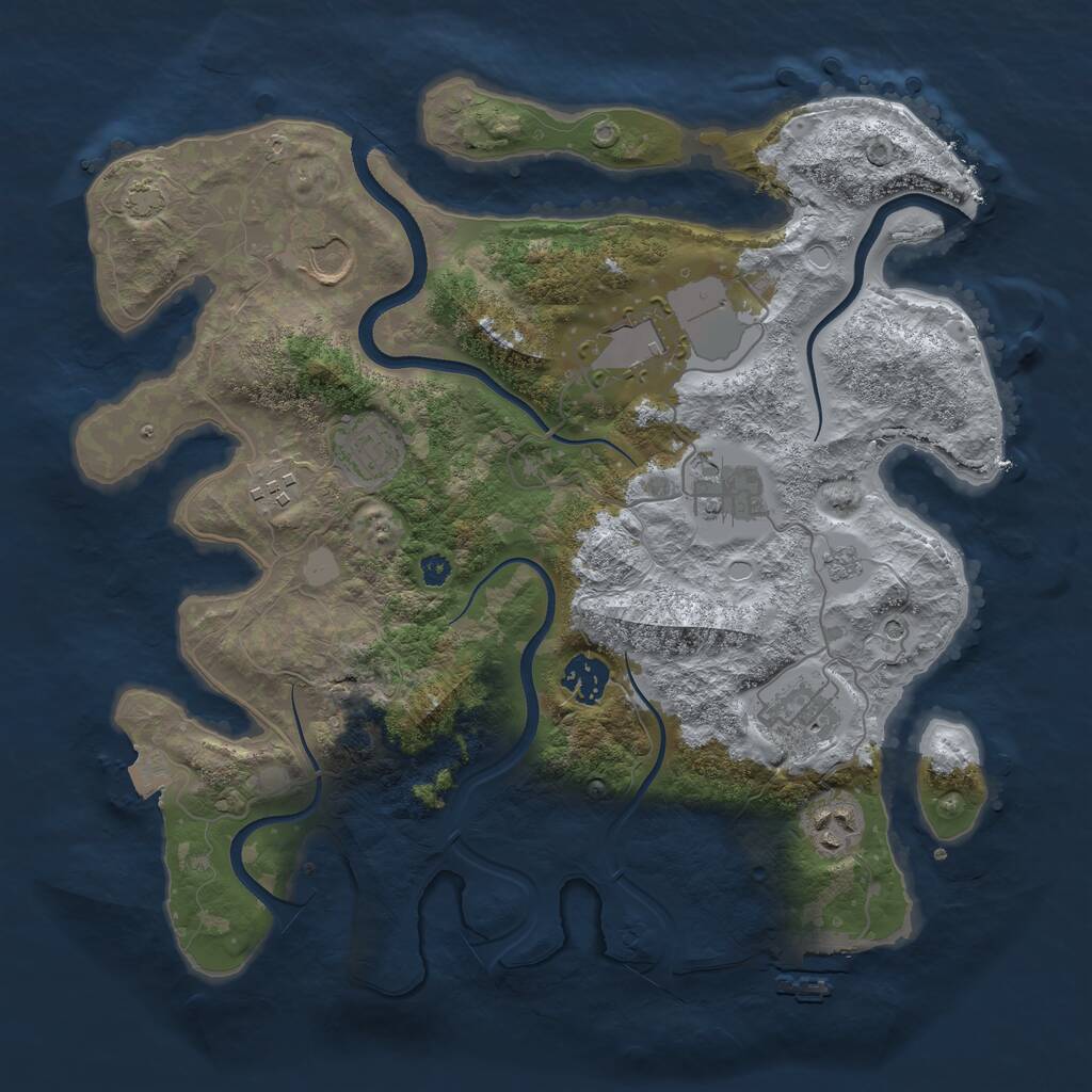 Rust Map: Procedural Map, Size: 3500, Seed: 2112518040, 13 Monuments