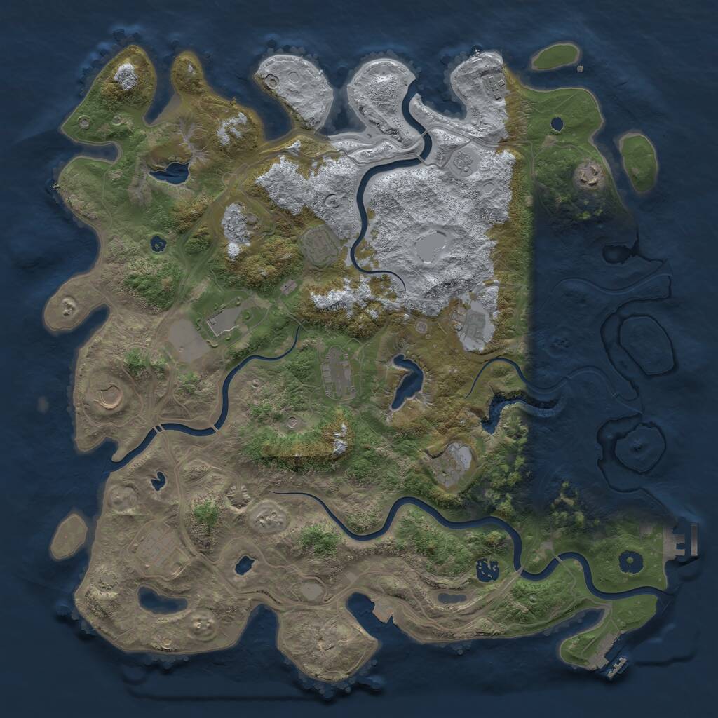 Rust Map: Procedural Map, Size: 4500, Seed: 551954303, 17 Monuments