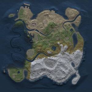 Thumbnail Rust Map: Procedural Map, Size: 3000, Seed: 1956992124, 12 Monuments