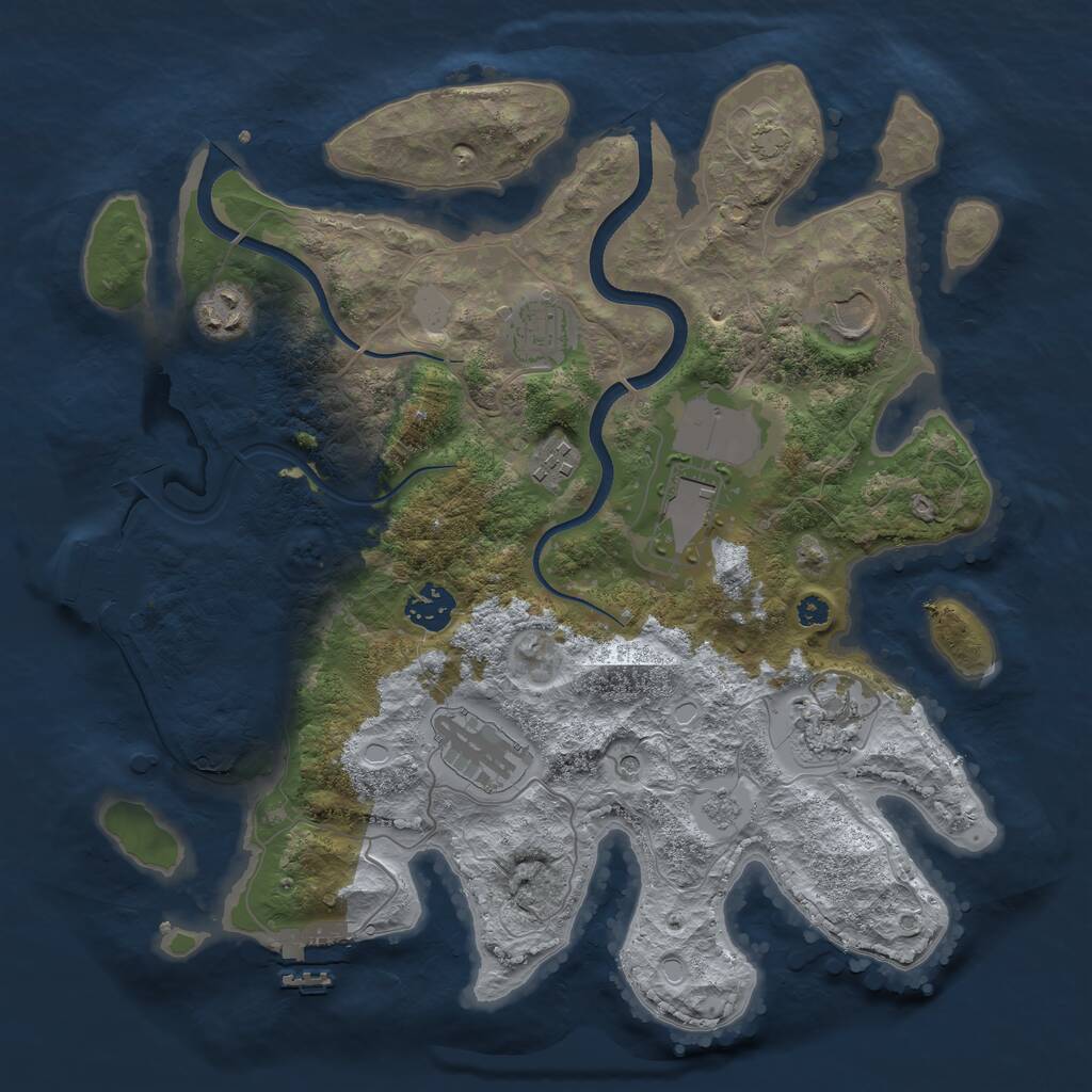 Rust Map: Procedural Map, Size: 3500, Seed: 8875129, 14 Monuments