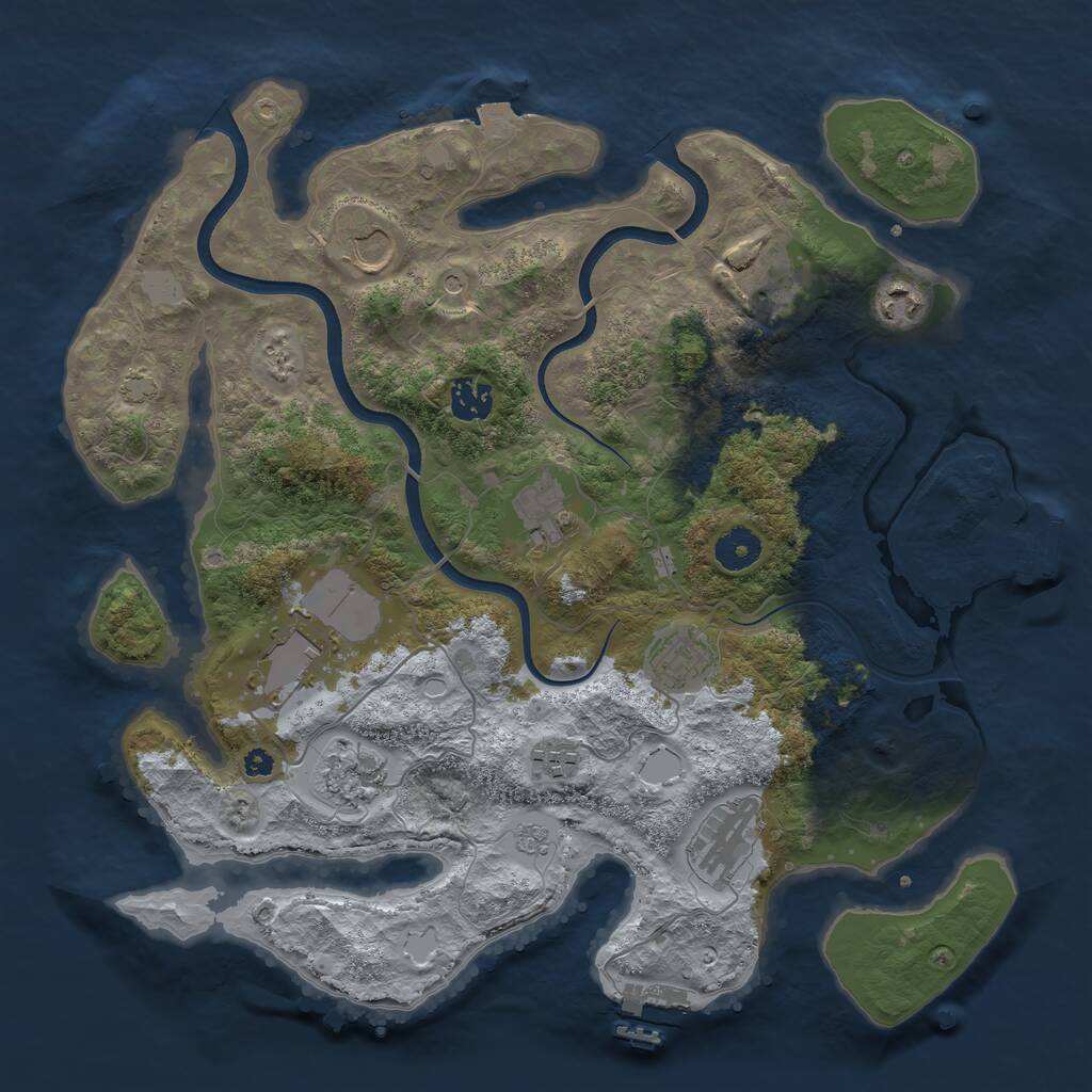 Rust Map: Procedural Map, Size: 3750, Seed: 491772488, 16 Monuments