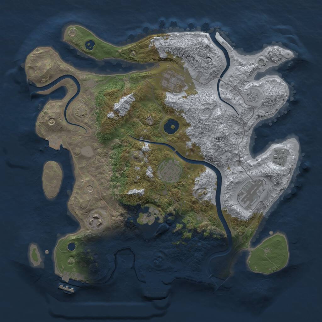 Rust Map: Procedural Map, Size: 3250, Seed: 6387, 12 Monuments