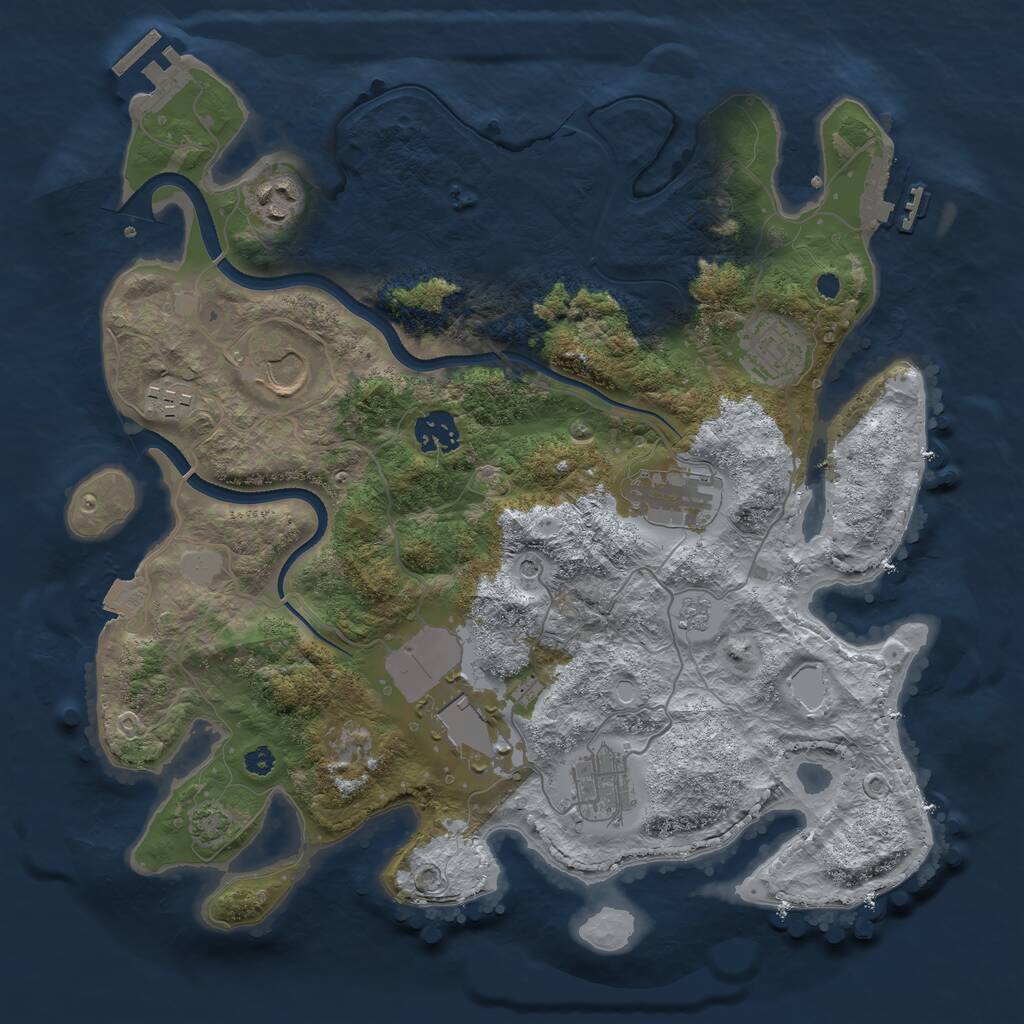 Rust Map: Procedural Map, Size: 3500, Seed: 1675422924, 14 Monuments