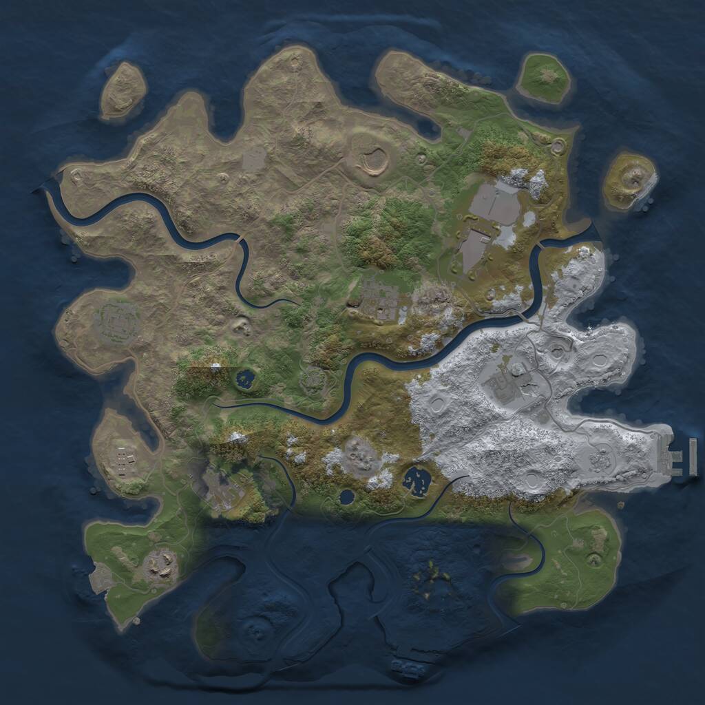 Rust Map: Procedural Map, Size: 3800, Seed: 653121009, 15 Monuments