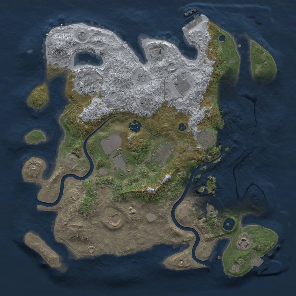 Rust Map: Procedural Map, Size: 3750, Seed: 1051644778, 16 Monuments