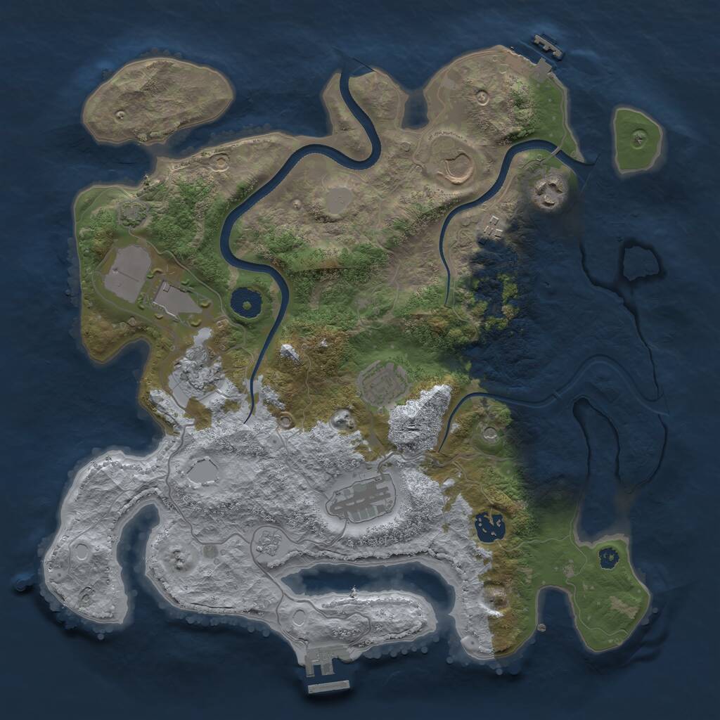 Rust Map: Procedural Map, Size: 3500, Seed: 902658953, 14 Monuments