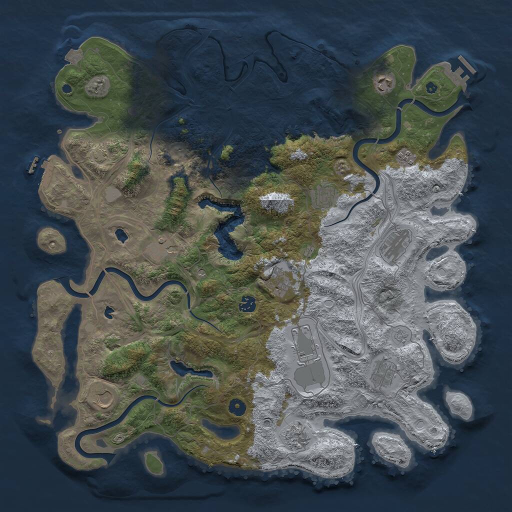 Rust Map: Procedural Map, Size: 4500, Seed: 70753097, 17 Monuments