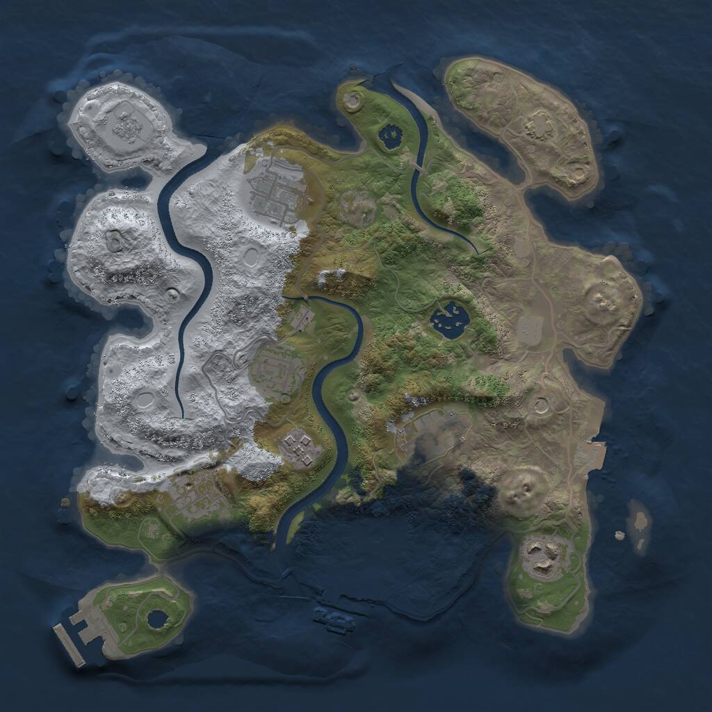 Rust Map: Procedural Map, Size: 3000, Seed: 105396573, 13 Monuments