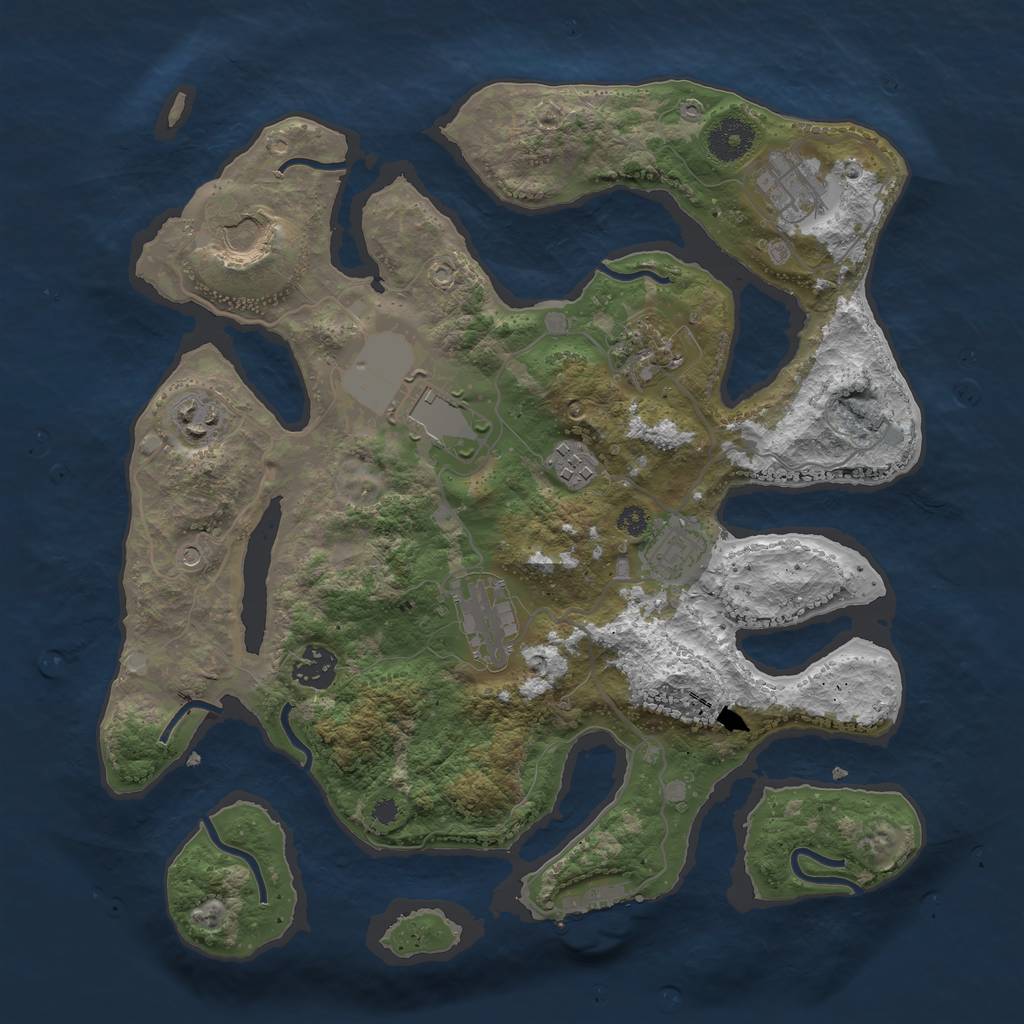 Rust Map: Procedural Map, Size: 3500, Seed: 84625, 13 Monuments