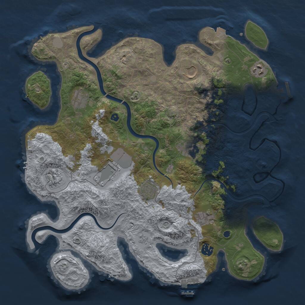 Rust Map: Procedural Map, Size: 3800, Seed: 1801270785, 16 Monuments
