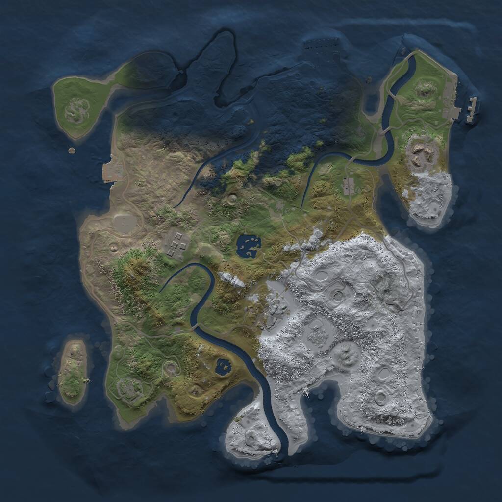 Rust Map: Procedural Map, Size: 3000, Seed: 1207371503, 10 Monuments