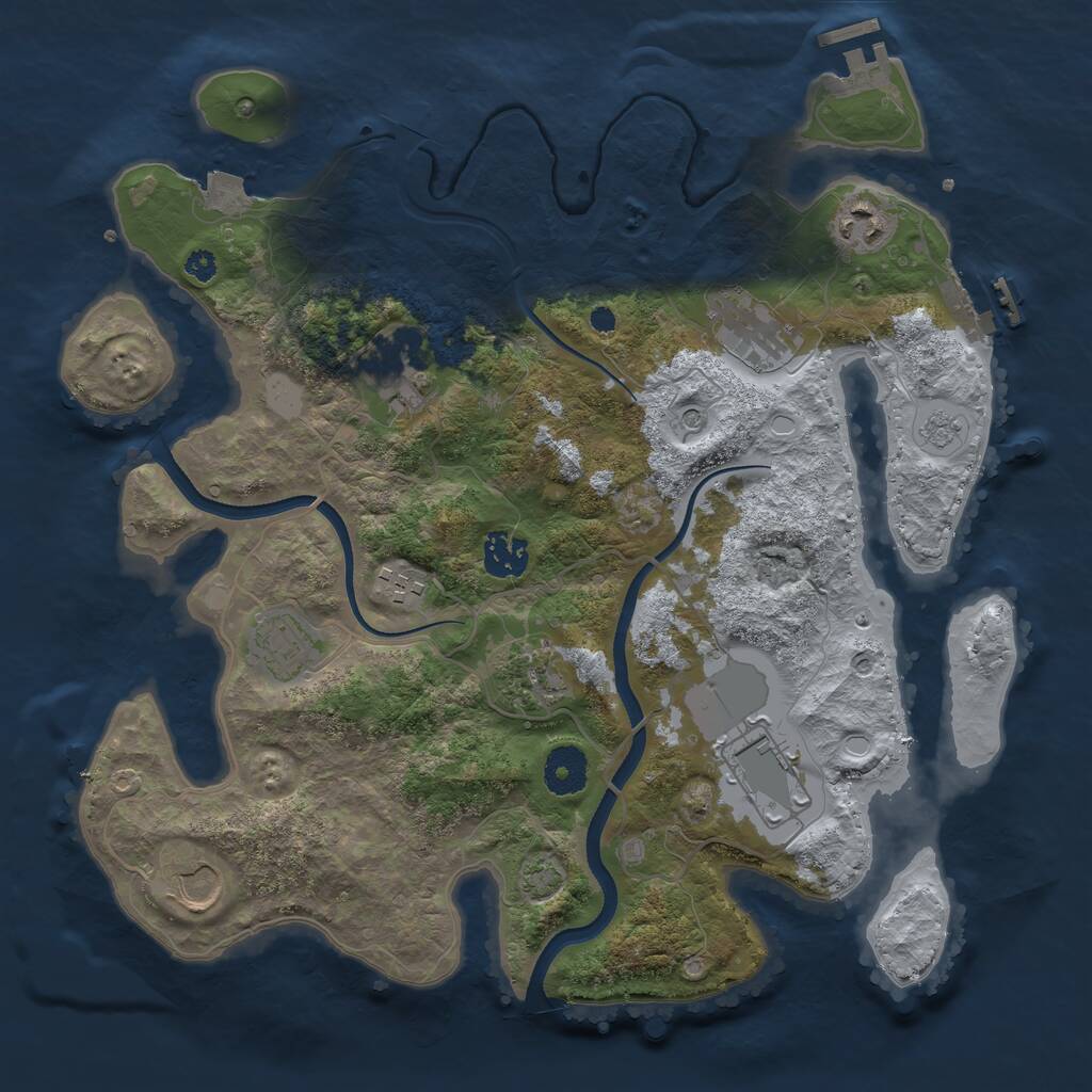 Rust Map: Procedural Map, Size: 3500, Seed: 883864619, 15 Monuments
