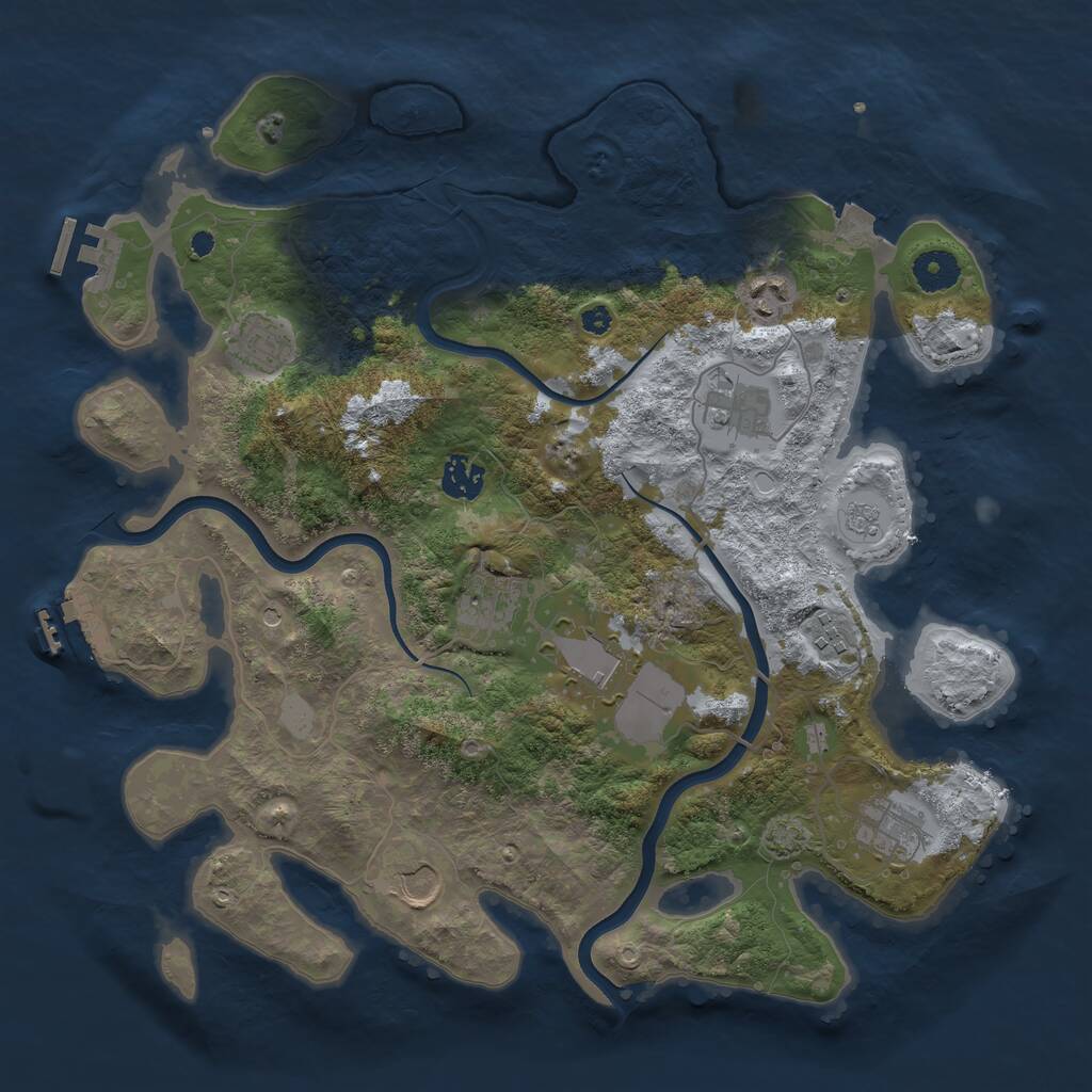Rust Map: Procedural Map, Size: 3750, Seed: 1828246039, 15 Monuments