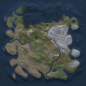 Thumbnail Rust Map: Procedural Map, Size: 3750, Seed: 1828246039, 15 Monuments