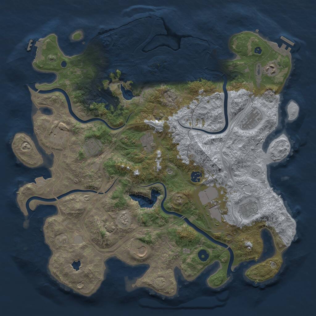 Rust Map: Procedural Map, Size: 4250, Seed: 1644421007, 16 Monuments