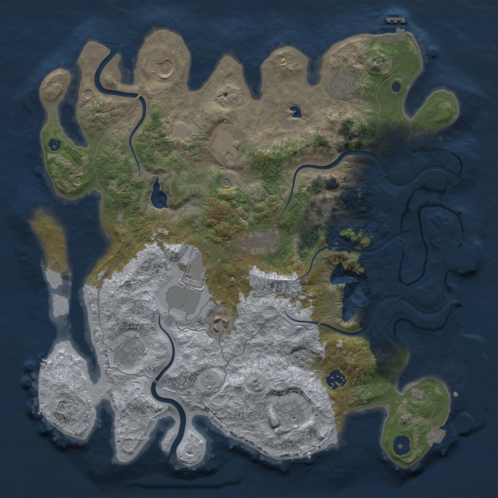Rust Map: Procedural Map, Size: 4000, Seed: 328695428, 16 Monuments