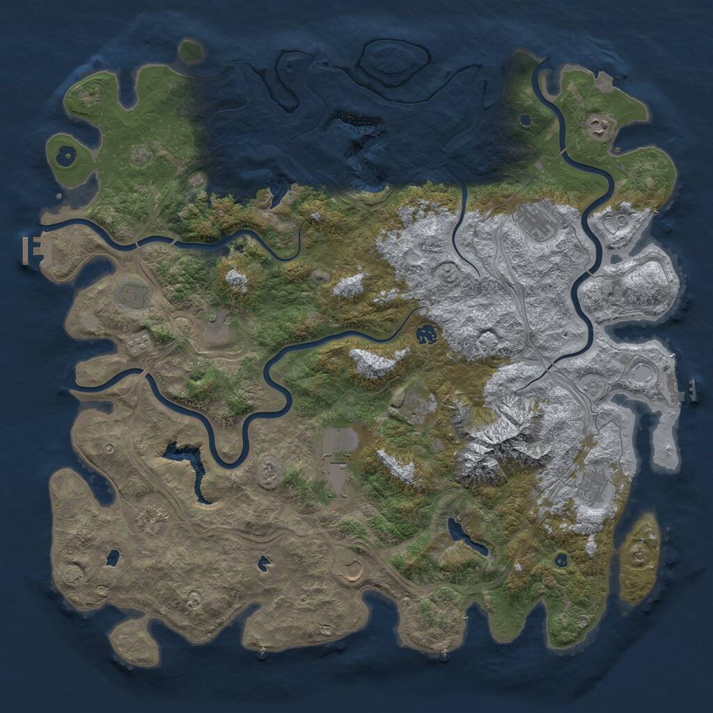 Rust Map: Procedural Map, Size: 5250, Seed: 704416686, 17 Monuments