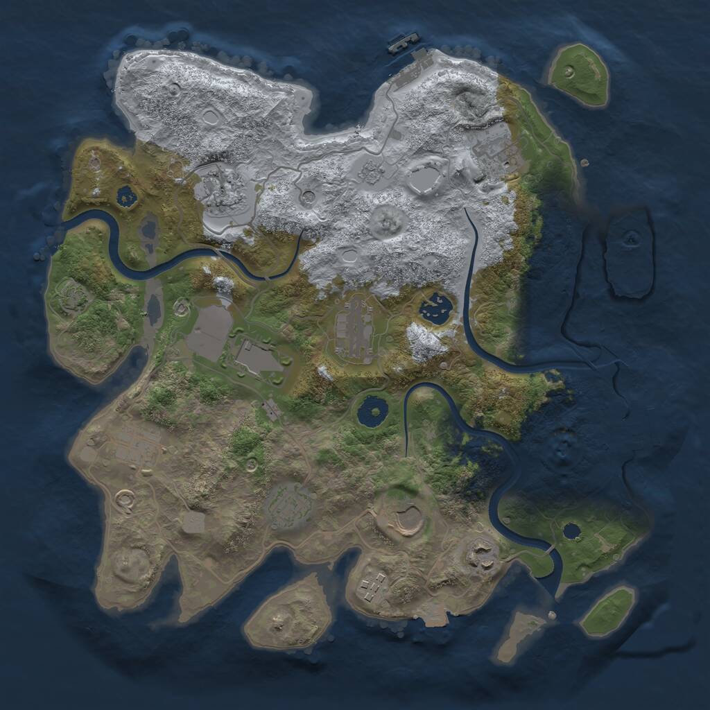 Rust Map: Procedural Map, Size: 3500, Seed: 267332036, 16 Monuments