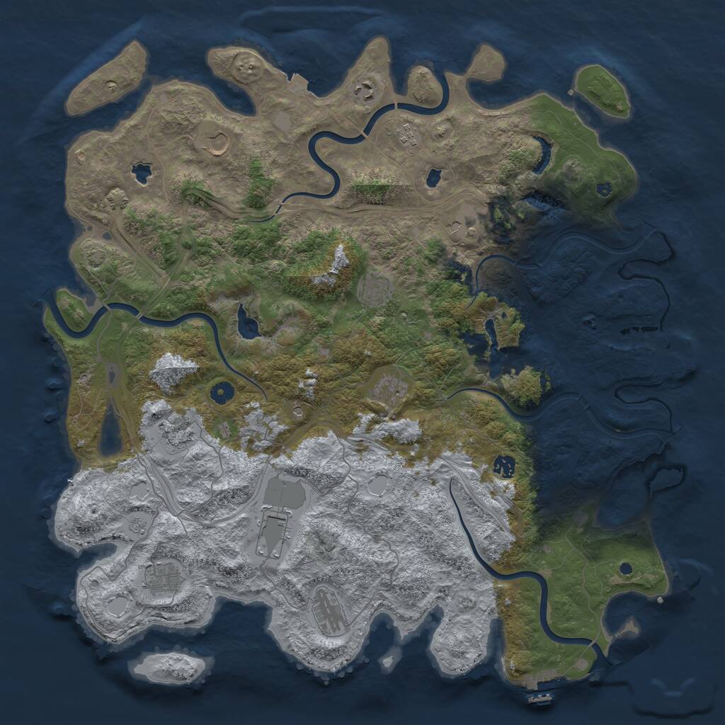 Rust Map: Procedural Map, Size: 4800, Seed: 33098582, 17 Monuments