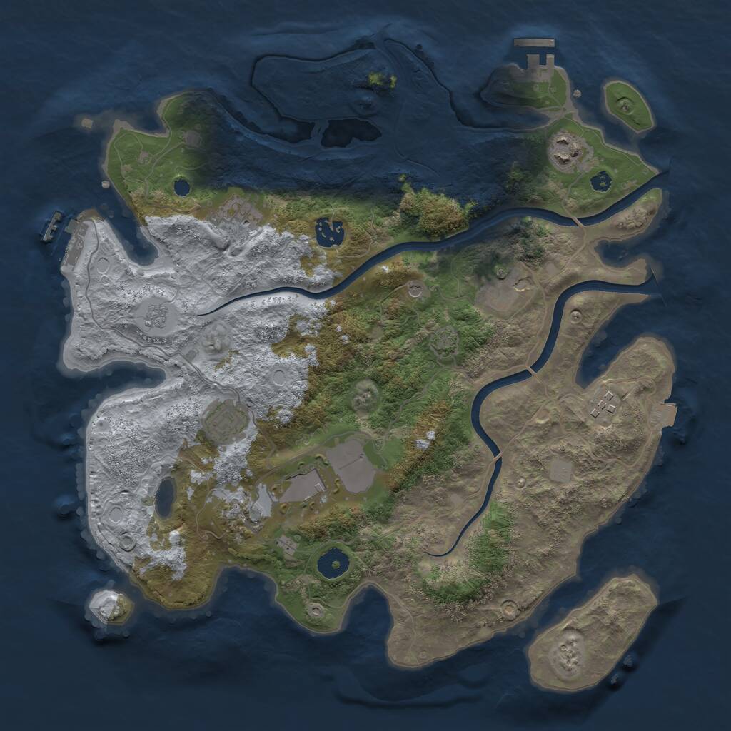 Rust Map: Procedural Map, Size: 3650, Seed: 60119057, 14 Monuments