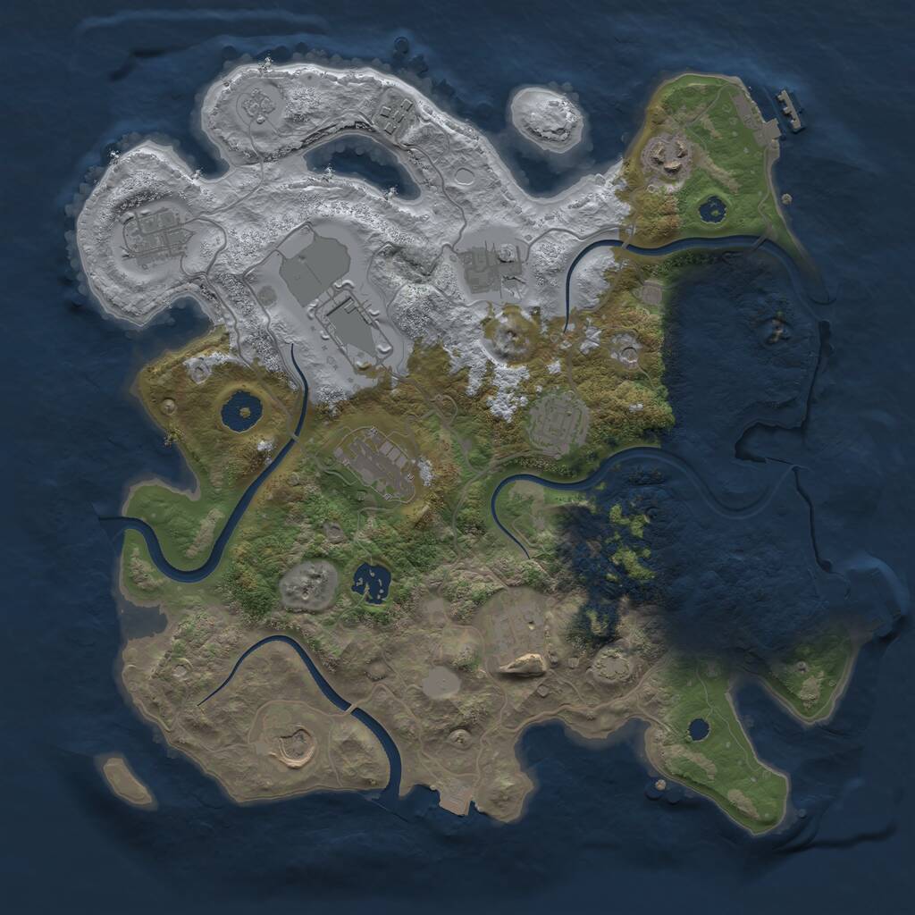 Rust Map: Procedural Map, Size: 3500, Seed: 42718, 16 Monuments