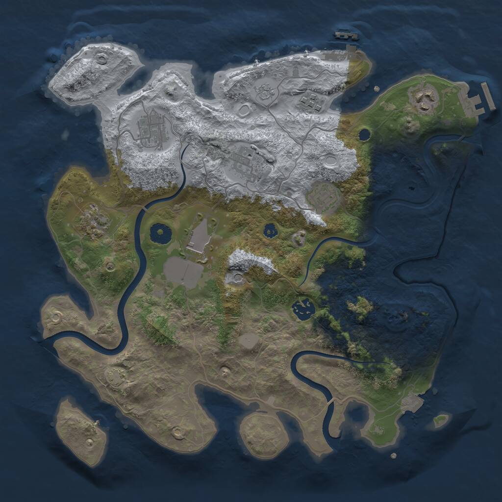 Rust Map: Procedural Map, Size: 3500, Seed: 1010418477, 14 Monuments