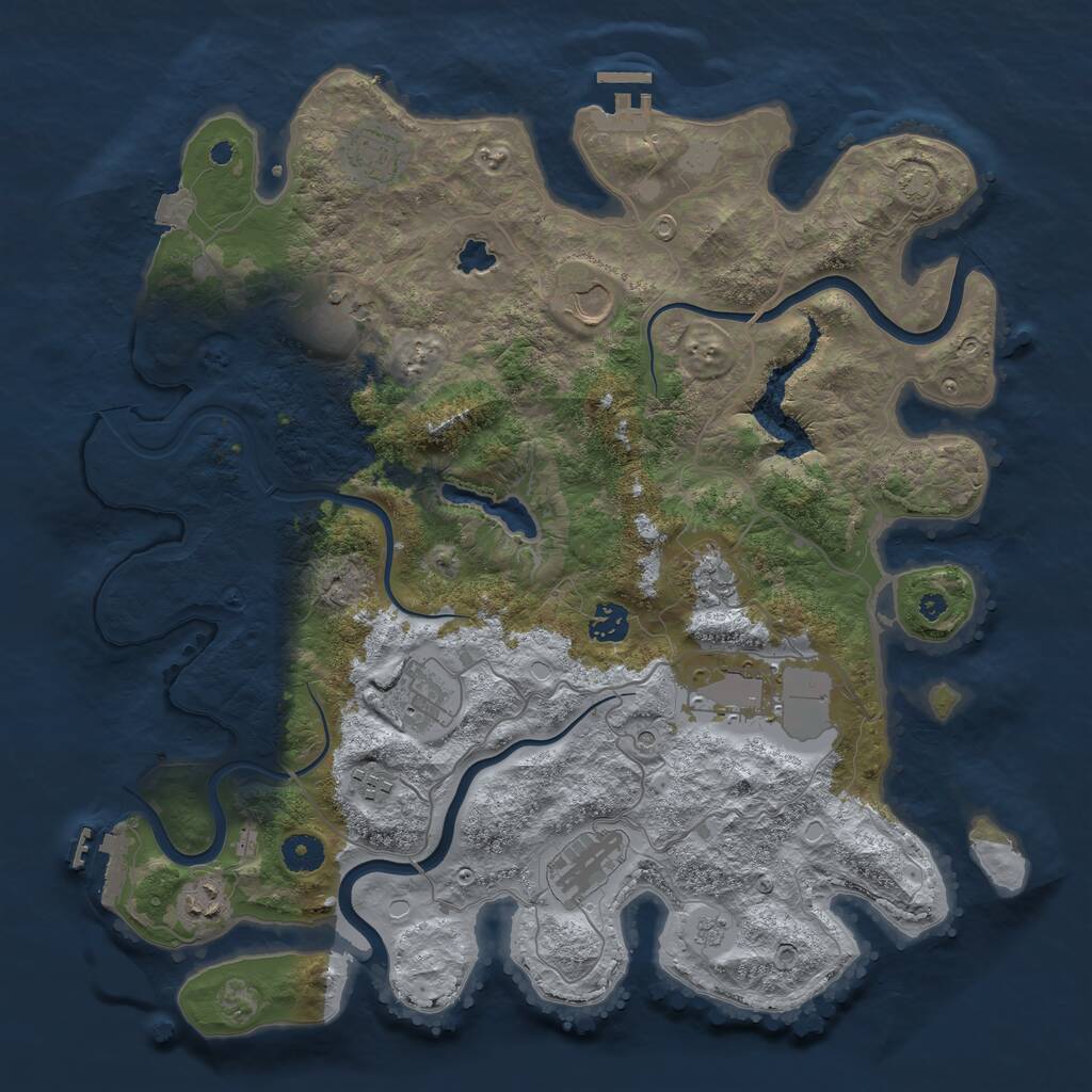 Rust Map: Procedural Map, Size: 4023, Seed: 1036949109, 16 Monuments