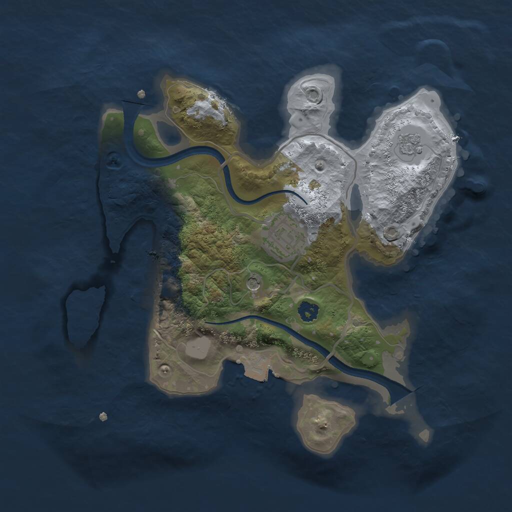 Rust Map: Procedural Map, Size: 2499, Seed: 453075992, 4 Monuments