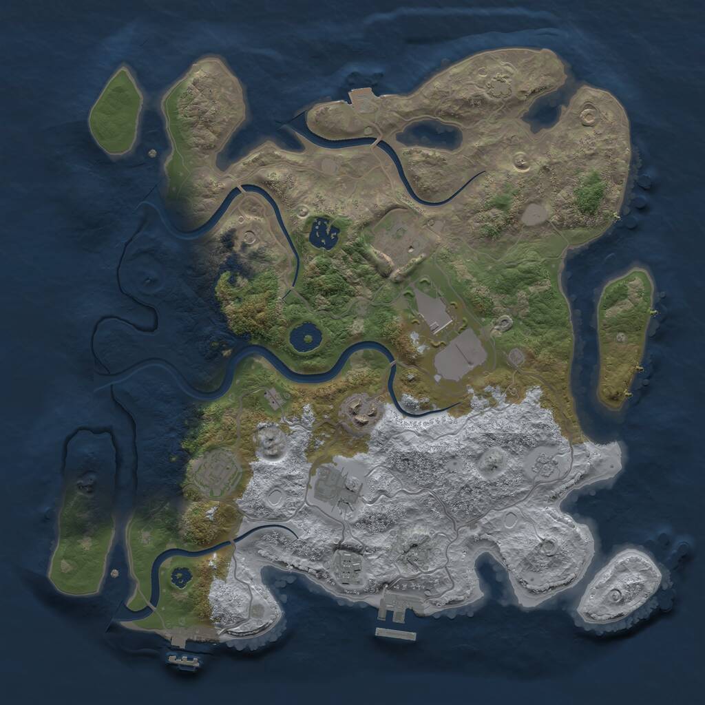Rust Map: Procedural Map, Size: 3500, Seed: 1483233839, 13 Monuments