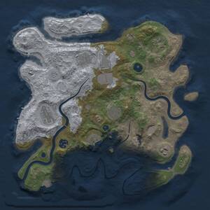 Thumbnail Rust Map: Procedural Map, Size: 3500, Seed: 2142871304, 13 Monuments