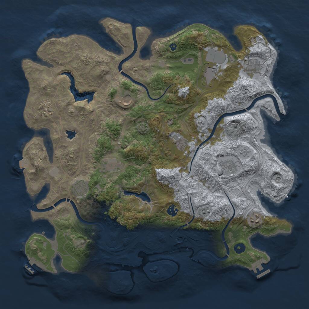 Rust Map: Procedural Map, Size: 4250, Seed: 976958601, 17 Monuments