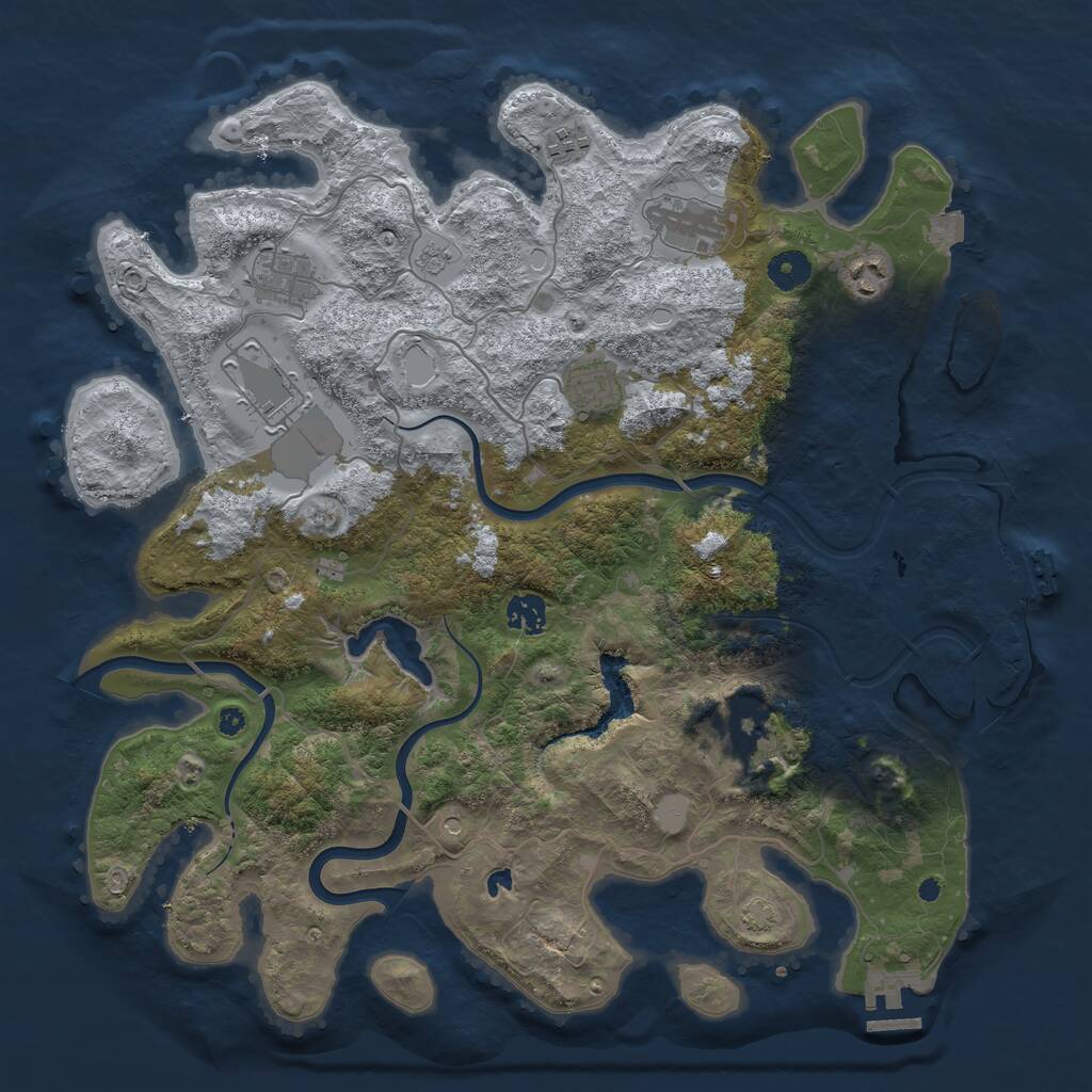 Rust Map: Procedural Map, Size: 4000, Seed: 791976626, 14 Monuments