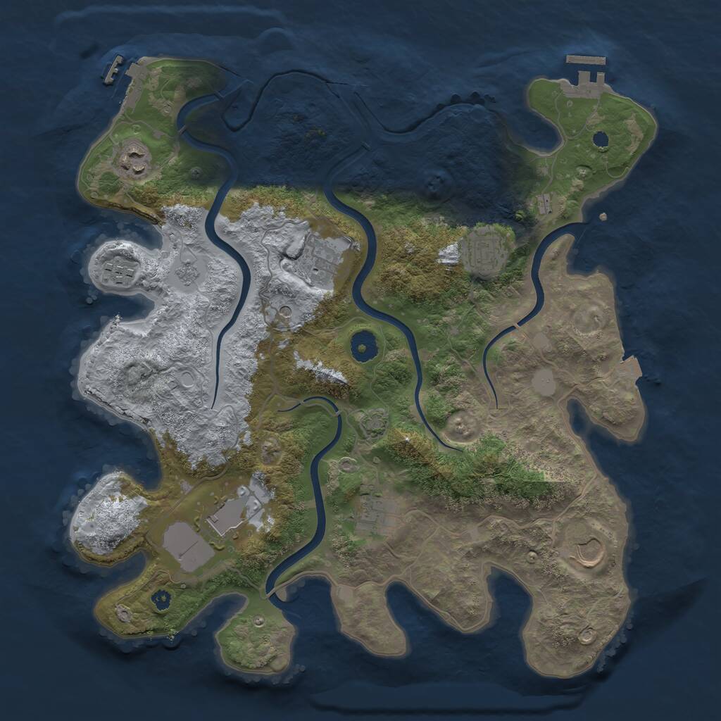 Rust Map: Procedural Map, Size: 3700, Seed: 760128807, 13 Monuments