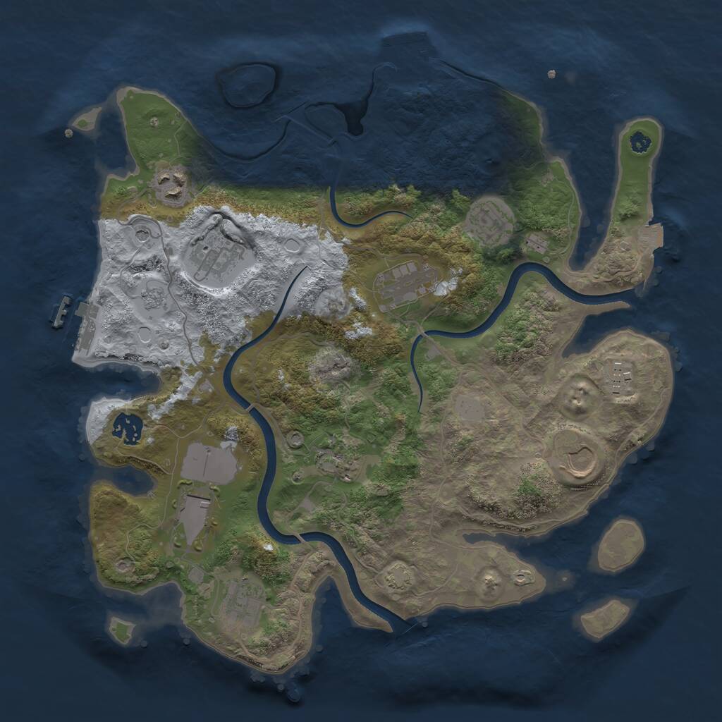Rust Map: Procedural Map, Size: 3500, Seed: 1160258357, 16 Monuments