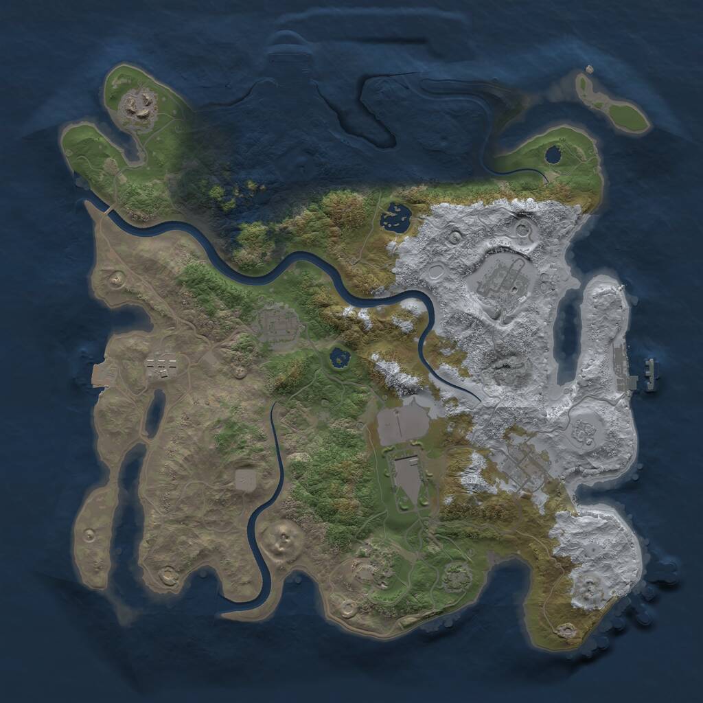 Rust Map: Procedural Map, Size: 3500, Seed: 1220645595, 14 Monuments