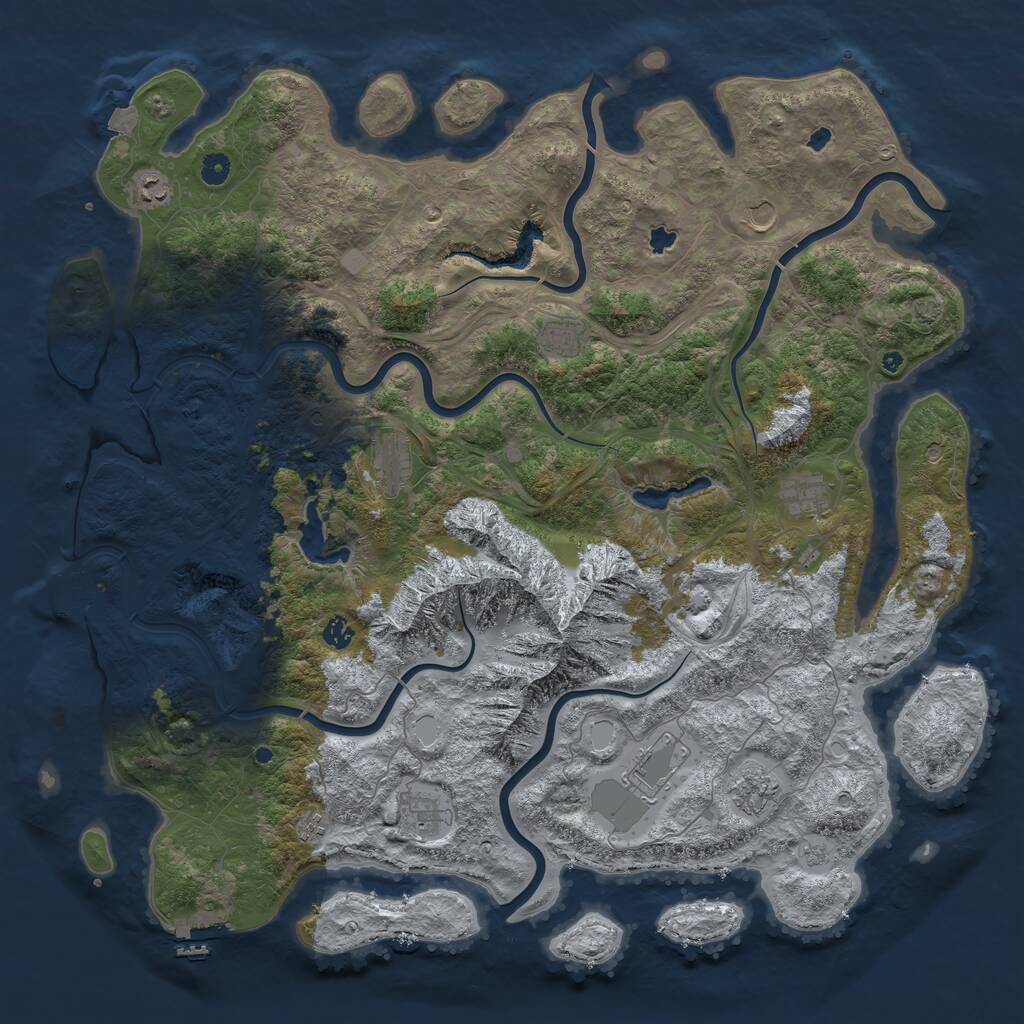 Rust Map: Procedural Map, Size: 5000, Seed: 32824387, 16 Monuments