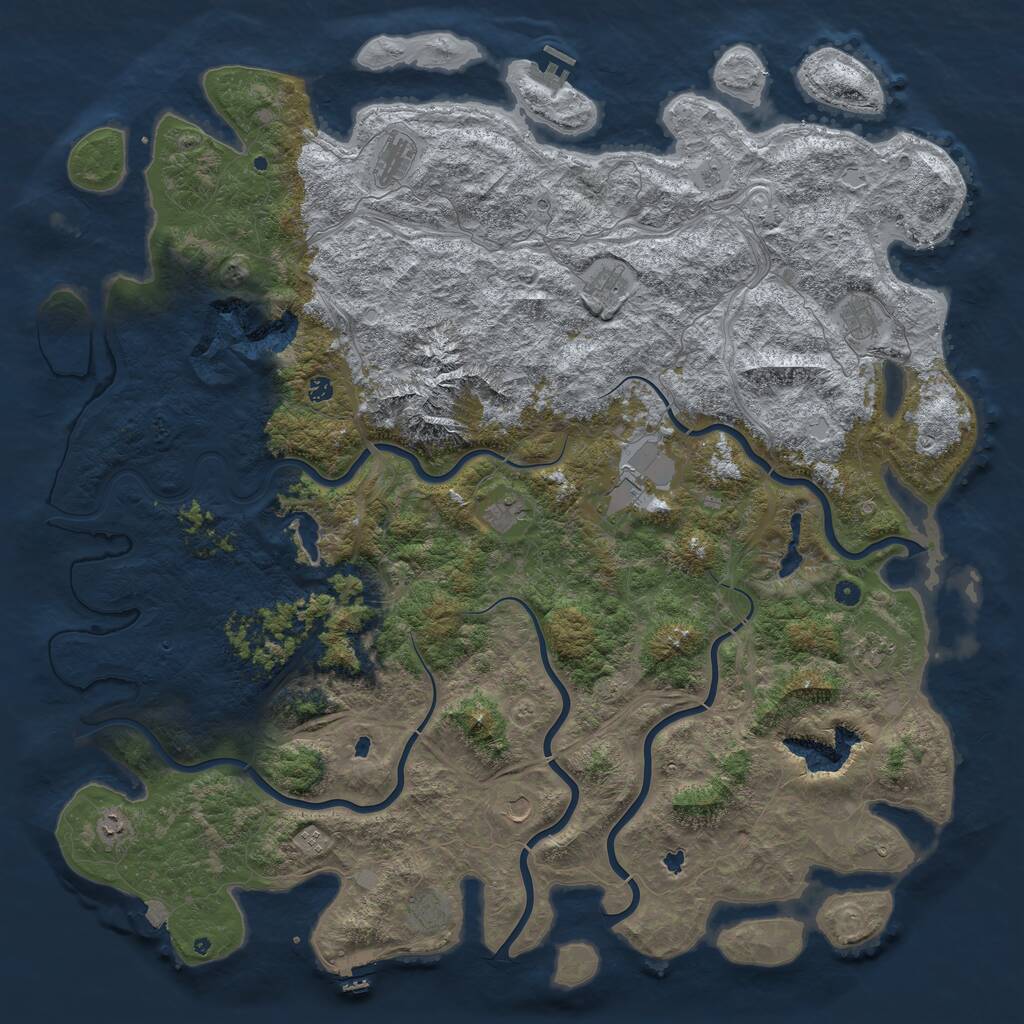 Rust Map: Procedural Map, Size: 6000, Seed: 1942098521, 17 Monuments