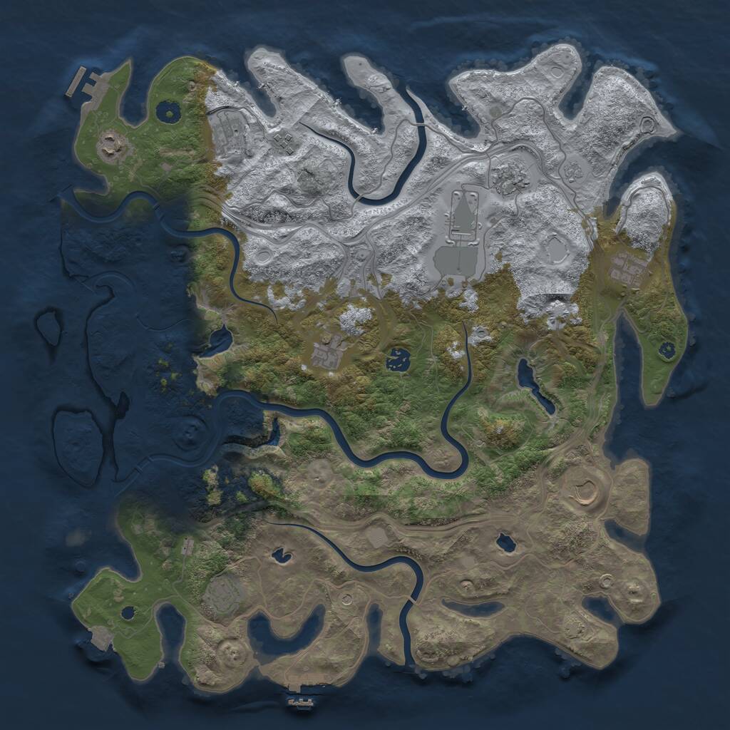 Rust Map: Procedural Map, Size: 4500, Seed: 313519136, 16 Monuments